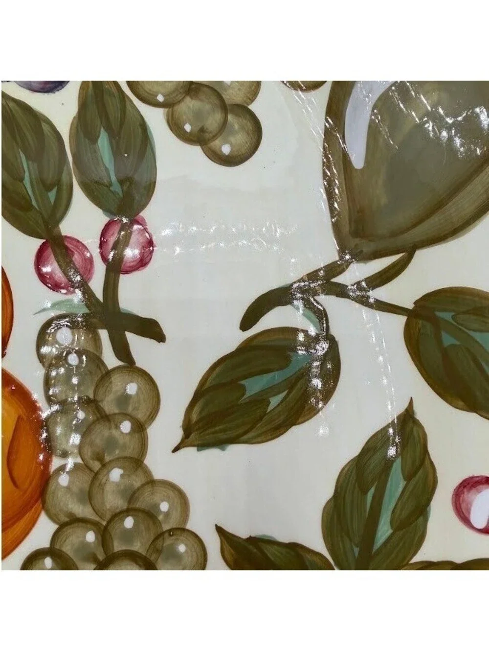 Vintage WCL Fruit Harvest Oval Serving Platter Hand Painted Grapes Pears Peaches